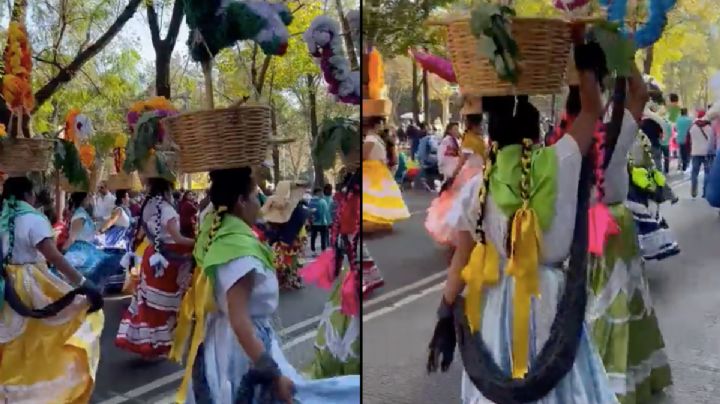 Marcha del Pueblo con AMLO: Oaxaca se hace presente con un desfile de chinas oaxaqueñas | VIDEO