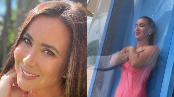 Y se marchó: Mariazel se sube a tobogán extremo luciendo coqueto traje de baño | VIDEO