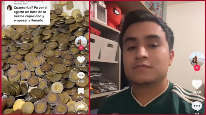 ¿Cuánto ahorró? Joven guardó miles de monedas de 5 y 10 pesos para ir al Mundial de Qatar 2022