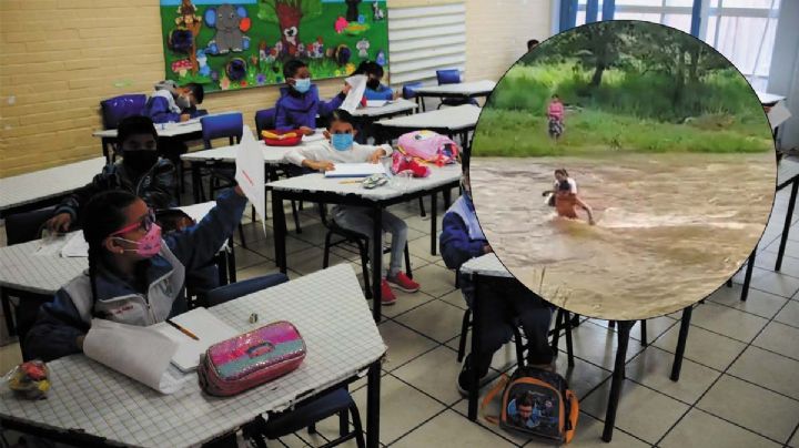 Hombre cruza el río con su hija en brazos para llevarla a la escuela en Oaxaca  | VIDEO