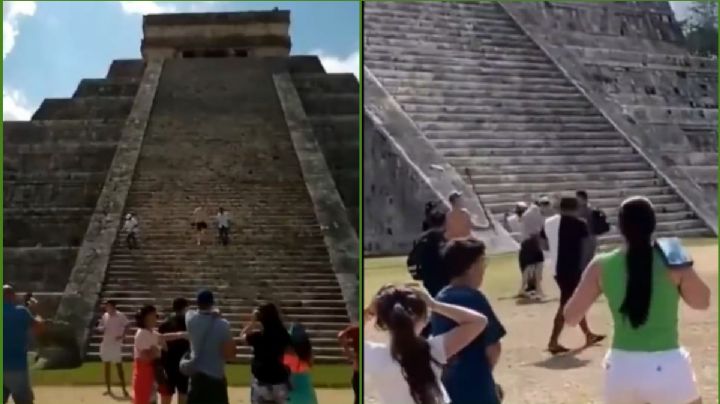 Turista logra subir a la pirámide de Chichen Itzá y al bajar recibe palazo de castigo | VIDEO