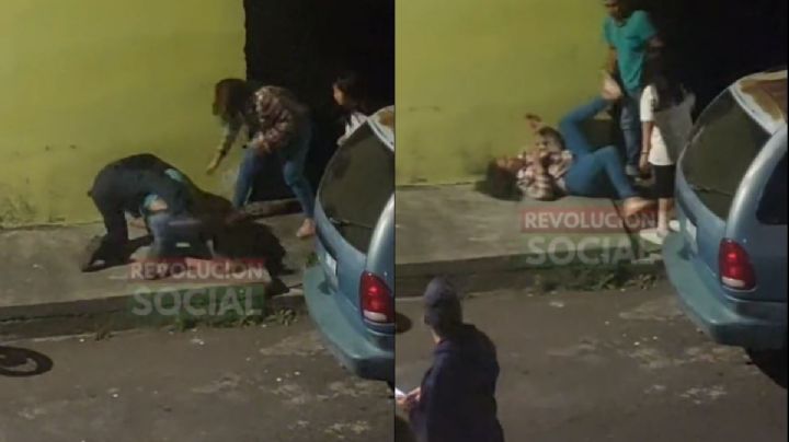 INDIGNANTE: sujeto golpea a mujer en plena calle; un vecino intenta ayudarla y también es agredido