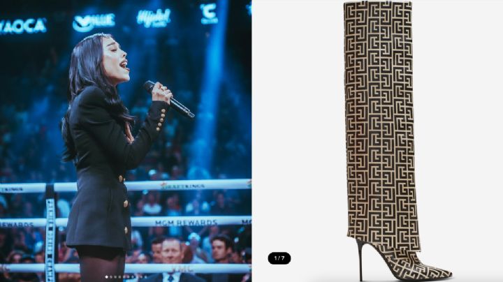 ¿Cuánto cuestan las lujosas botas Balmain que Danna Paola usó para cantar en pelea del Canelo?