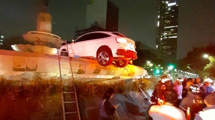 Así fue el momento en que camioneta "salió volando" y cae dentro de la Diana Cazadora de Reforma