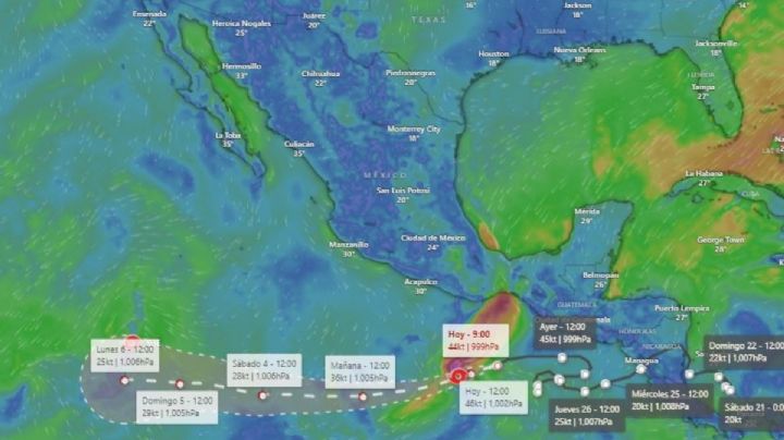 Tormenta Tropical Pilar causará vientos de 100 km/h en OAXACA y olas de 4 metros estos días