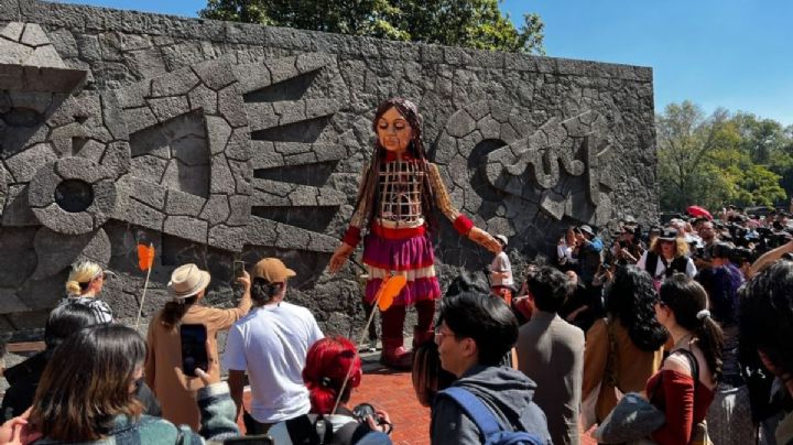 Amal la marioneta gigante siria visitará Monte Albán en Oaxaca