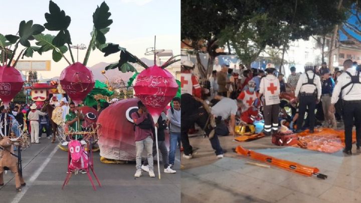 Investigan negligencia tras desplome de gradas en el desfile de la Noche de Rábanos en OAXACA