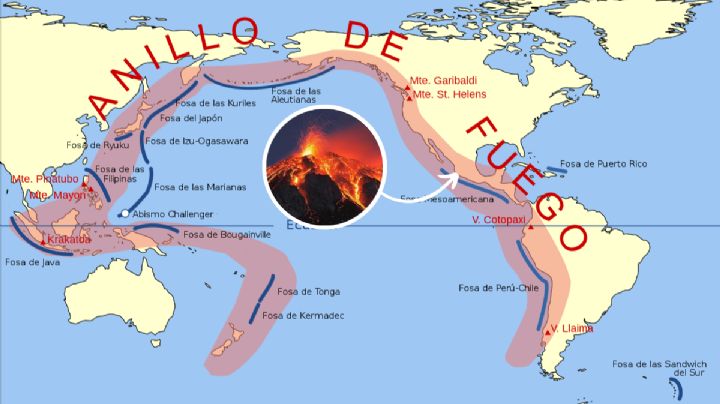 ¿Qué volcanes de México están en el Cinturón de Fuego del Pacífico y dónde se ubican?