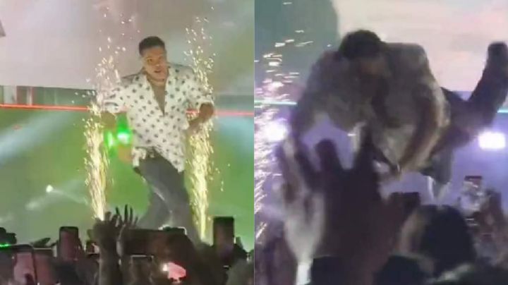 Eduin Caz es ignorado por sus fans y sufre una tremenda caída durante un concierto | VIDEO