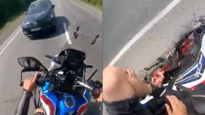 El impactante video del motociclista que pierde parte de un pie al intentar rebasar a los autos