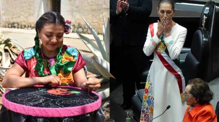 Artesanas de OAXACA confeccionaron vestido que Claudia Sheinbaum porta en su toma de protesta