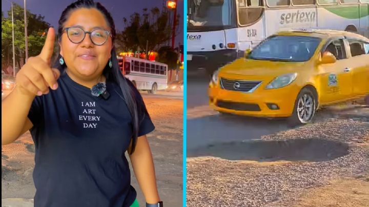 Influencer hace "tour" por los baches de OAXACA: "Parece un cráter"