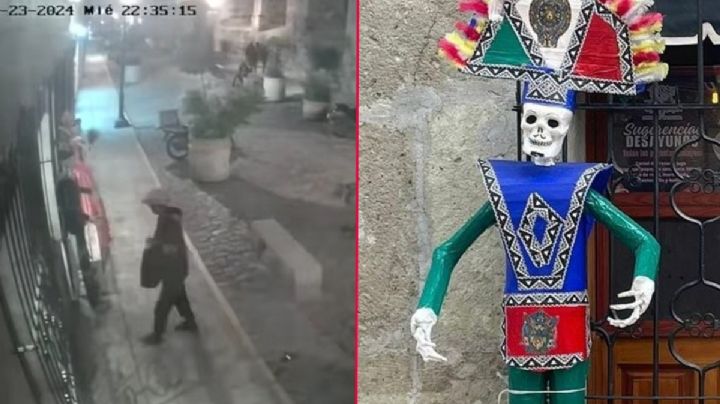 ¡Se llevaron a la huesuda!  Así se robaron catrín en Centro Histórico de OAXACA