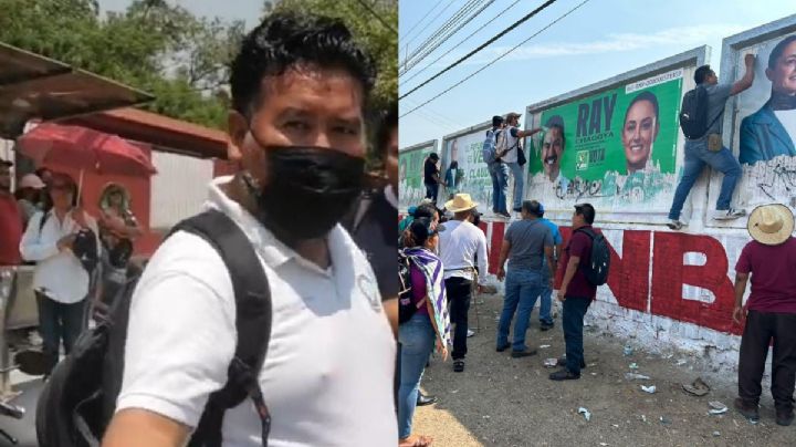 Maestros agreden a periodistas y queman propaganda política en Oaxaca