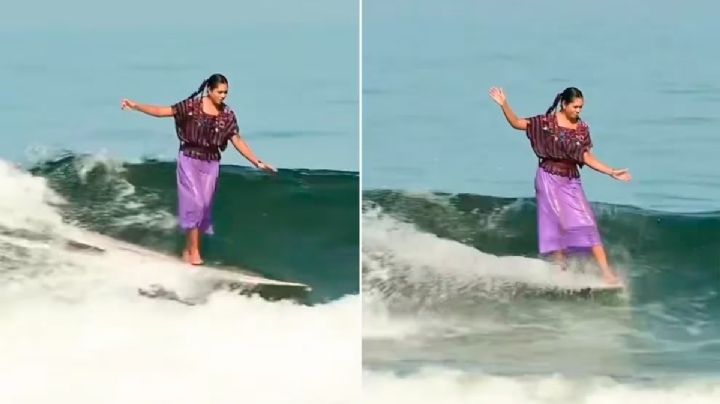 ¿Quién es Patty Ornelas? Surfista domina las olas vestida con huipil tradicional | VIDEO