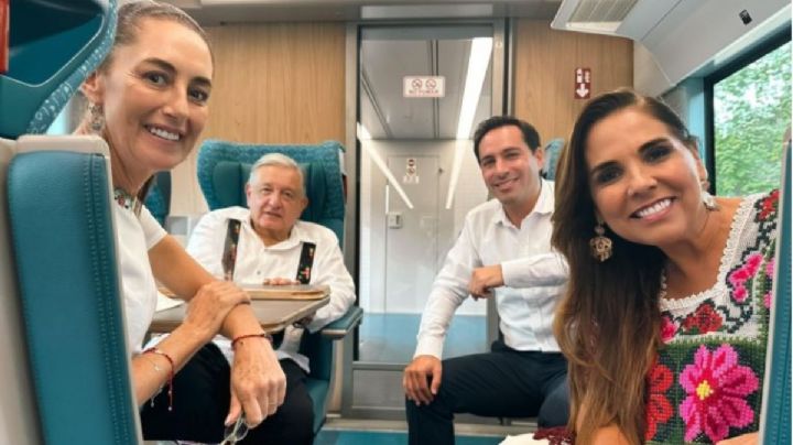 Concluye AMLO gira con Sheinbaum arriba del TREN MAYA