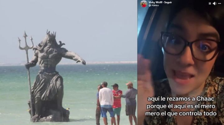 Planean derribar estatua de Poseidón en Yucatán por haber despertado la furia del Dios Maya Chaac