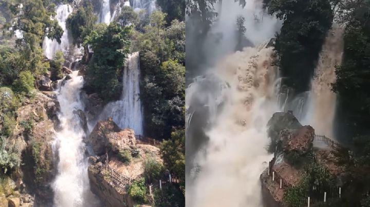 Impresionante: Así se ve la Cascada Yosondúa antes y después del huracán John en Oaxaca