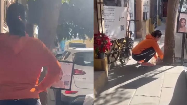 VIDEO | Mujer extranjera se adueña de calle en OAXACA y la llaman Lady Banquetas