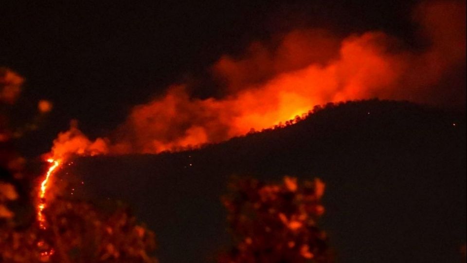 El incendio forestal que se registra en el municipio de Santo Domingo Tomaltepec,  inició el viernes 11 de abril.