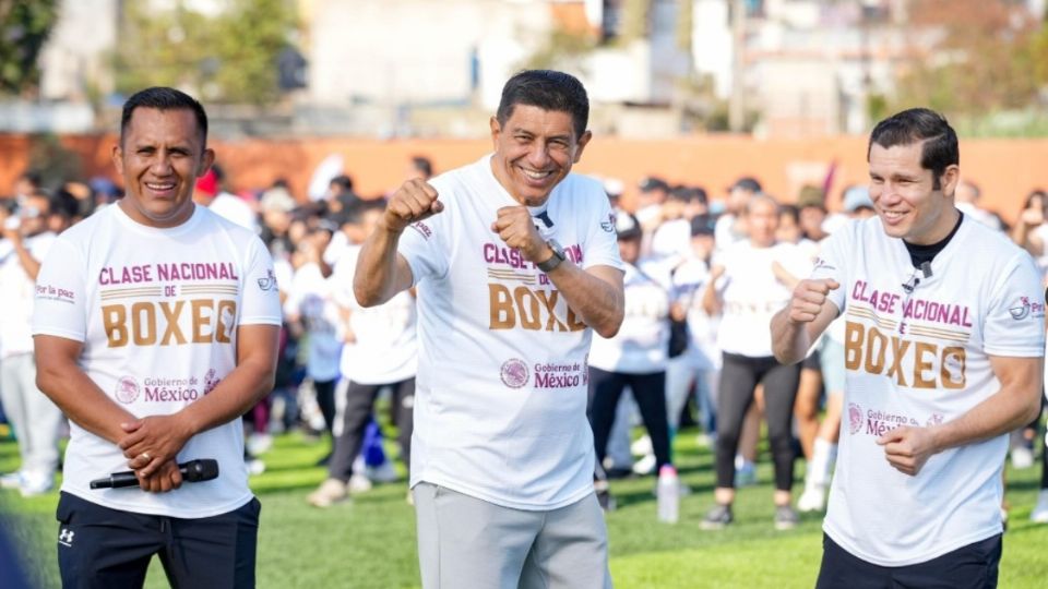 El gobernador de OAXACA participó desde las instalaciones del Parque Primavera Cho Ndobá en la clase de box más grande de México