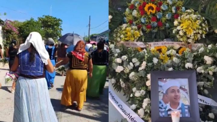 Despiden con aplausos al marino fallecido del Buque Cuauhtémoc Adal Jair Maldonado en San Mateo del Mar