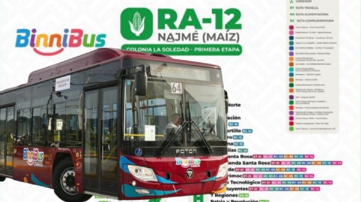 BinniBus habilita la nueva ruta RA-12 Najmé (Maíz) conoce sus estaciones y horarios en OAXACA